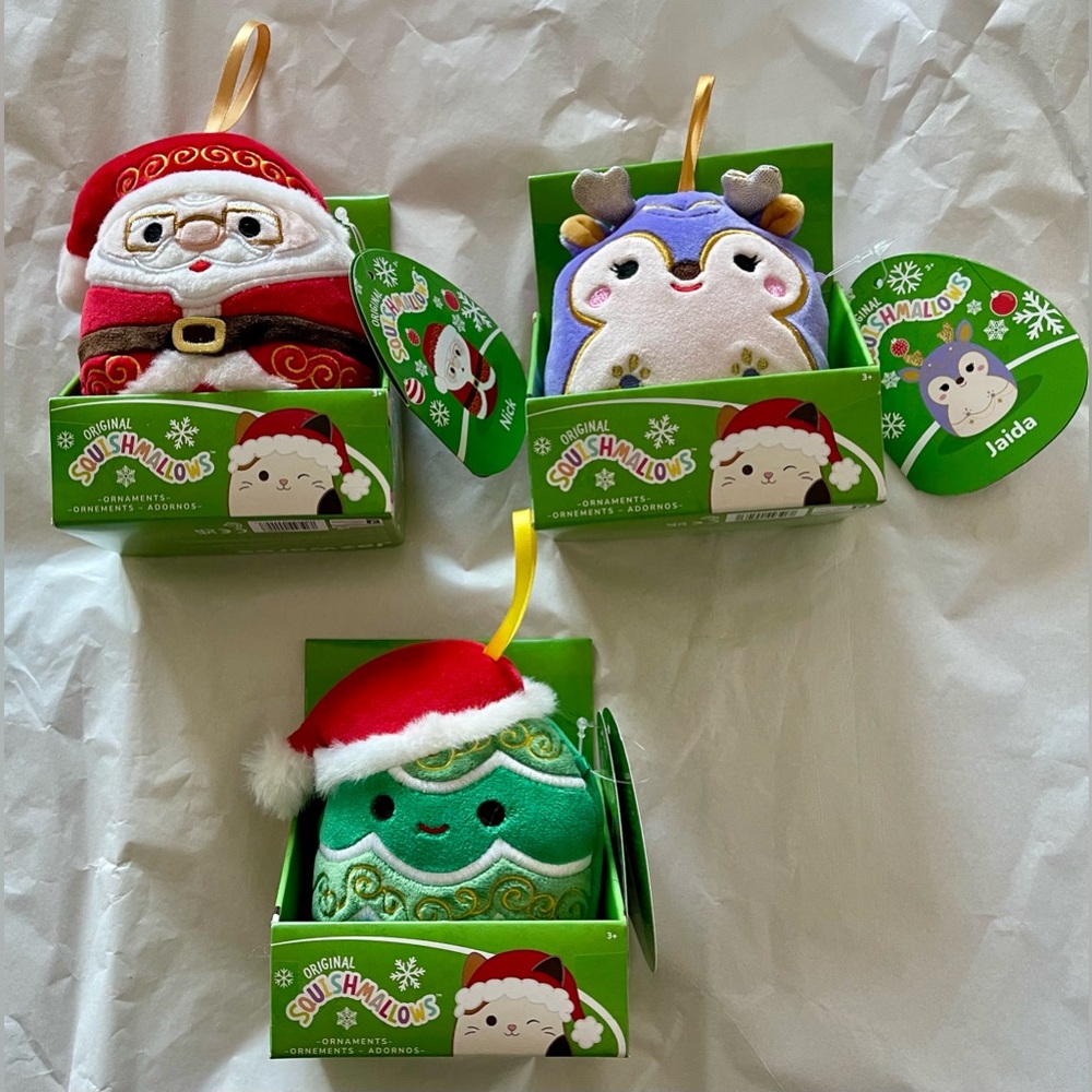 Original Squishmallows Festive Trio - Santa Nick -Reindeer Jaida - Tree Andy